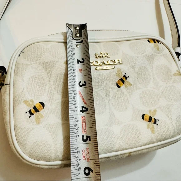COACH Designer Mini Jamie Camera Bag Signature With Bee Print purse Crossbody - Picture 3 of 8